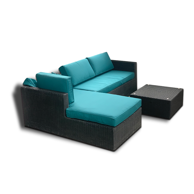 Rattan Corner Sofa Set Ottoman with Hidden Storage